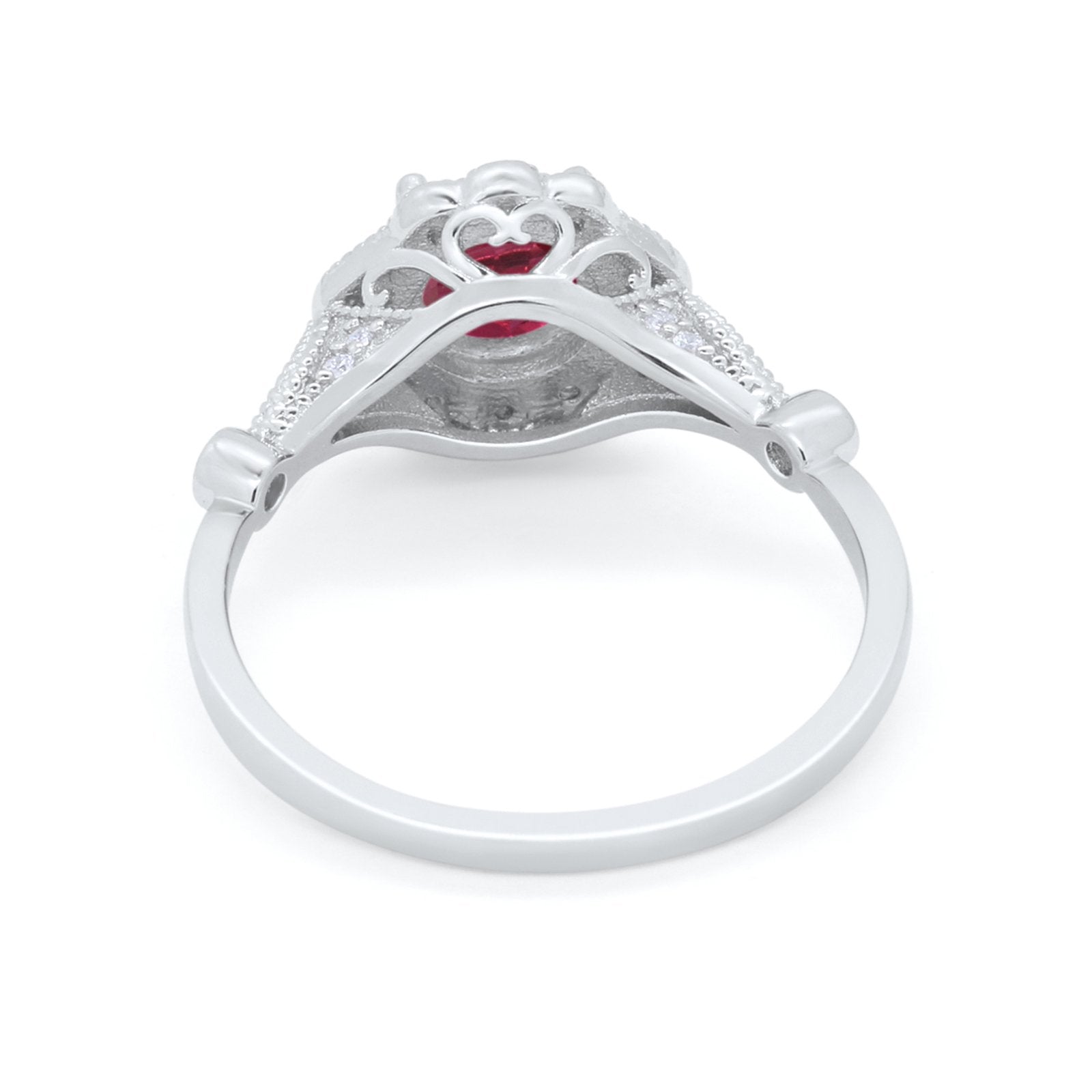 Halo Vintage Style Engagement Ring Simulated Cubic Zirconia 925 Sterling Silver
