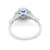 Halo Vintage Style Engagement Ring Simulated Cubic Zirconia 925 Sterling Silver