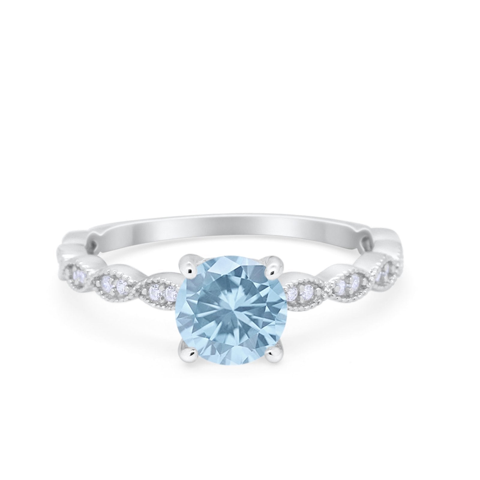 Vintage Style Wedding Bridal Ring Simulated Cubic Zirconia 925 Sterling Silver