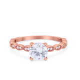 Vintage Style Wedding Bridal Ring Simulated Cubic Zirconia 925 Sterling Silver