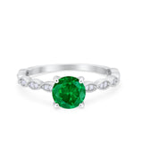 Vintage Style Wedding Bridal Ring Simulated Cubic Zirconia 925 Sterling Silver