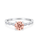 Vintage Style Wedding Bridal Ring Simulated Cubic Zirconia 925 Sterling Silver