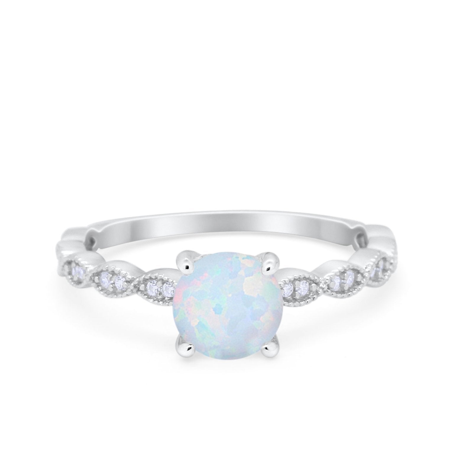 Vintage Style Wedding Bridal Ring Simulated Cubic Zirconia 925 Sterling Silver