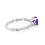Vintage Style Wedding Bridal Ring Simulated Cubic Zirconia 925 Sterling Silver
