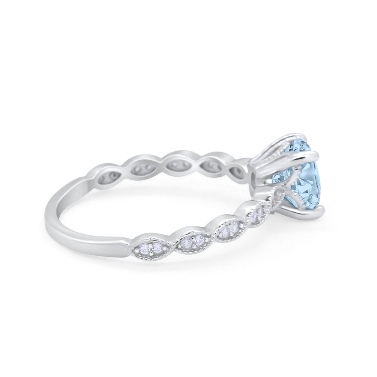 Vintage Style Wedding Bridal Ring Simulated Cubic Zirconia 925 Sterling Silver