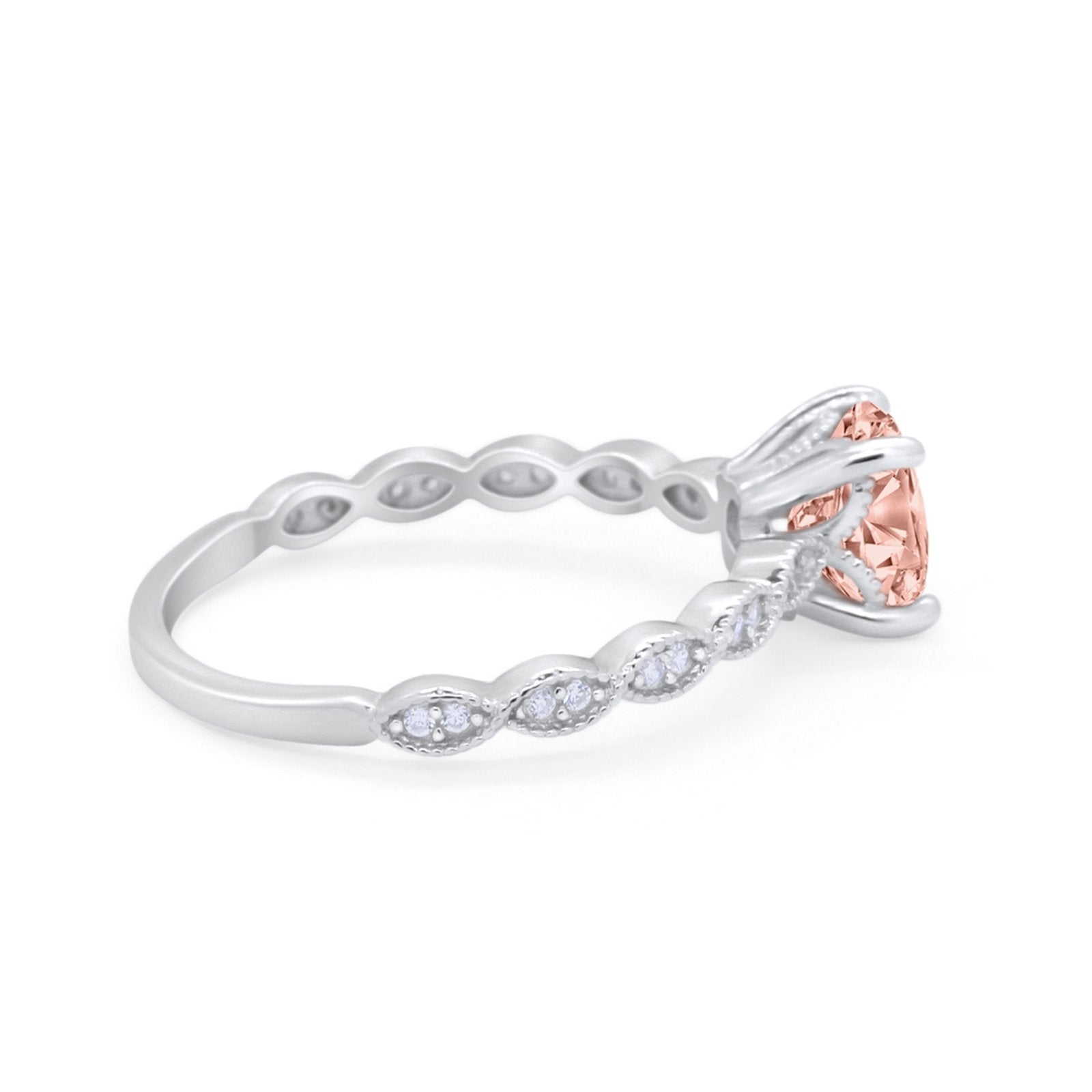 Vintage Style Wedding Bridal Ring Simulated Cubic Zirconia 925 Sterling Silver