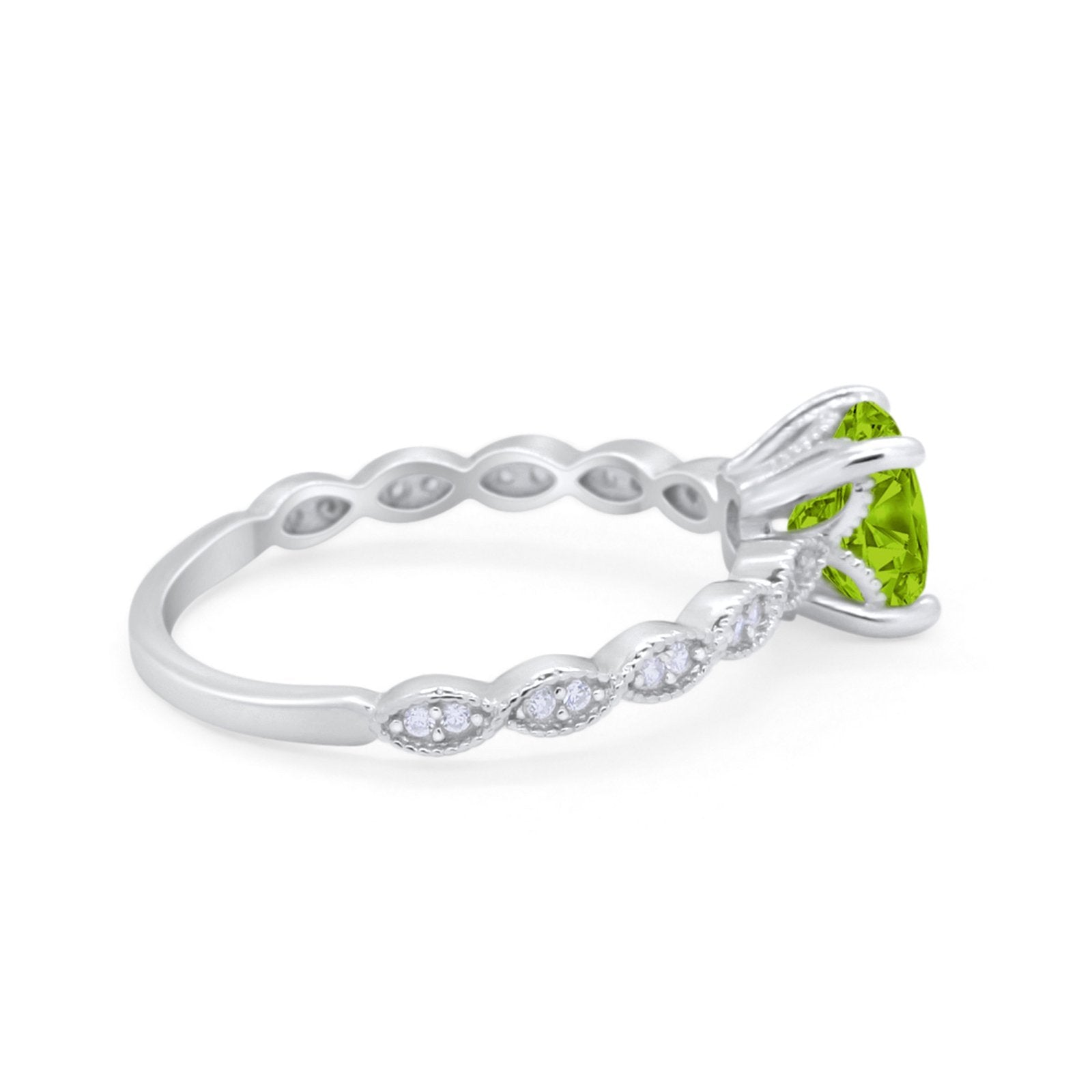 Vintage Style Wedding Bridal Ring Simulated Cubic Zirconia 925 Sterling Silver