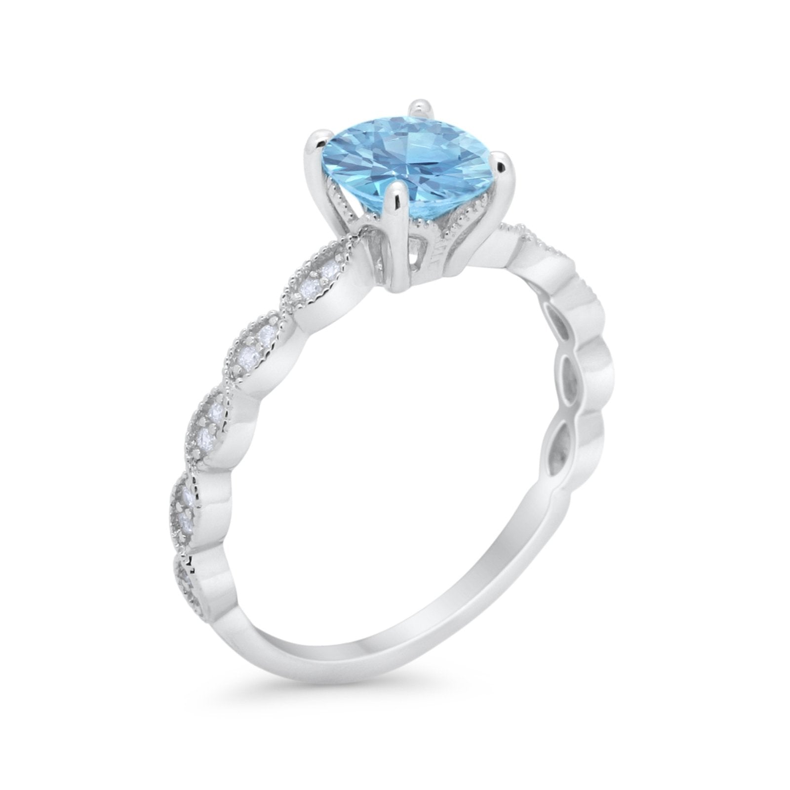 Vintage Style Wedding Bridal Ring Simulated Cubic Zirconia 925 Sterling Silver