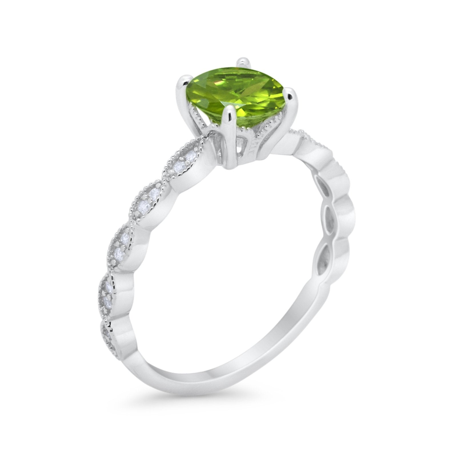 Vintage Style Wedding Bridal Ring Simulated Cubic Zirconia 925 Sterling Silver