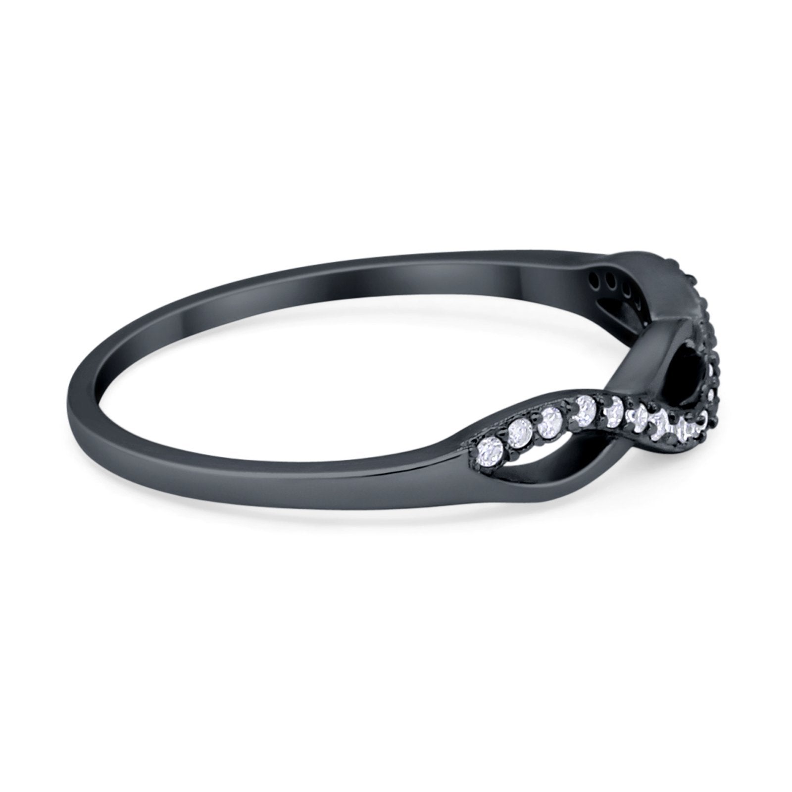 Twisted Infinity Band Ring Round Simulated Cubic Zirconia 925 Sterling Silver