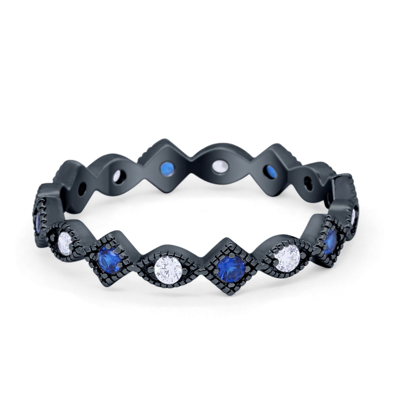 Full Eternity Wedding Band Ring 925 Sterling Silver