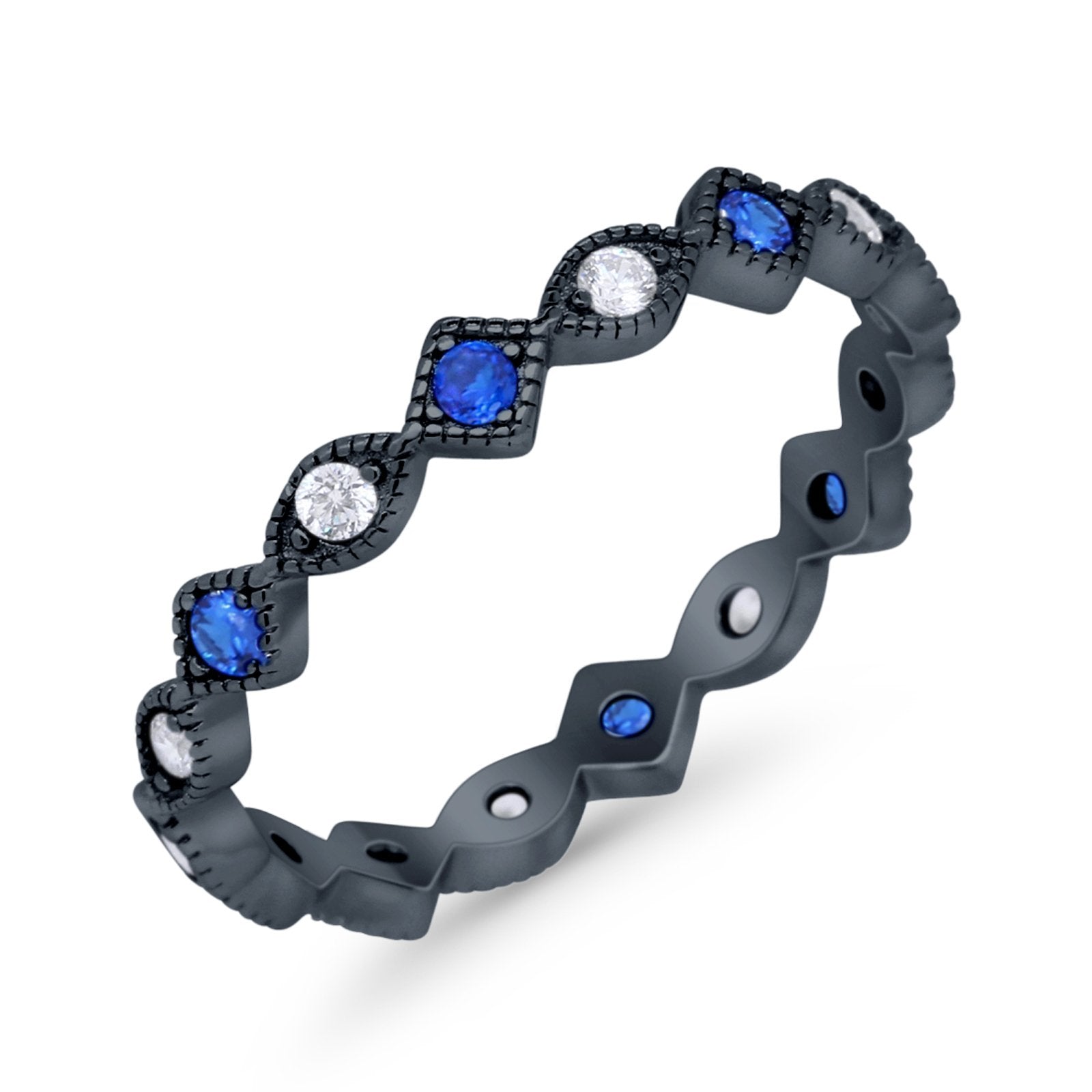 Full Eternity Wedding Band Ring 925 Sterling Silver