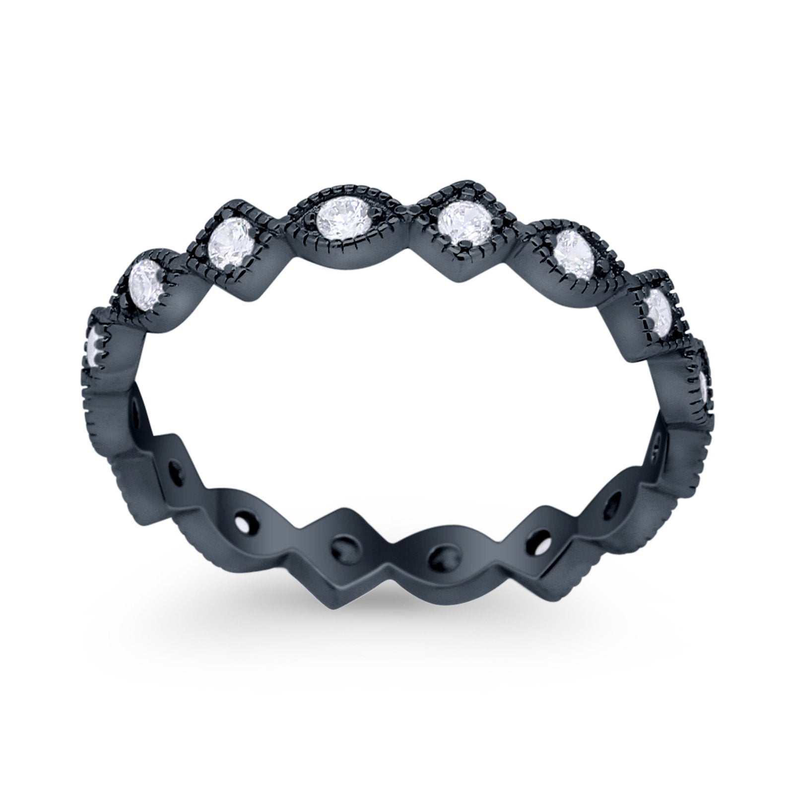 Full Eternity Wedding Band Ring 925 Sterling Silver