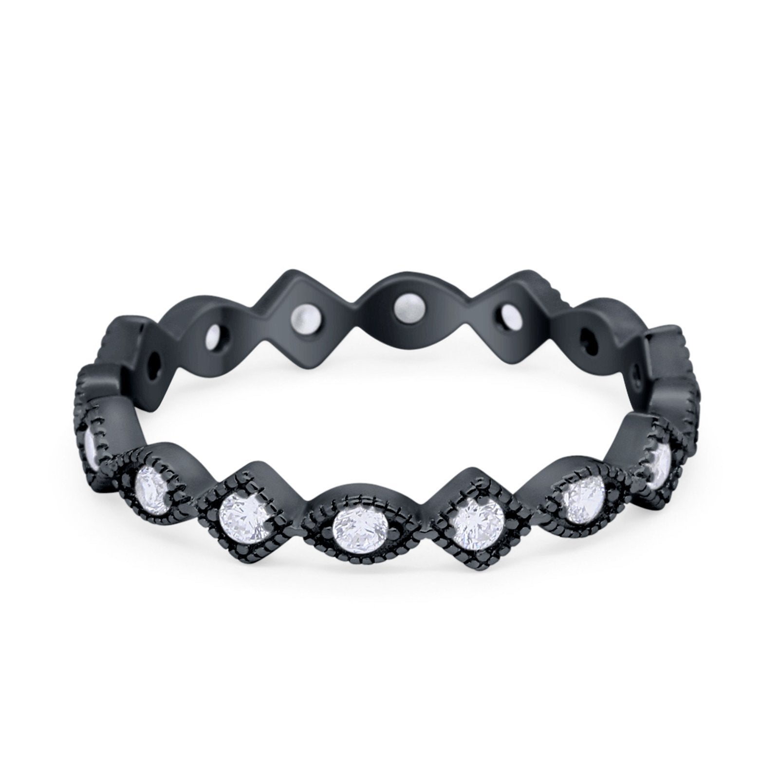 Full Eternity Wedding Band Ring 925 Sterling Silver