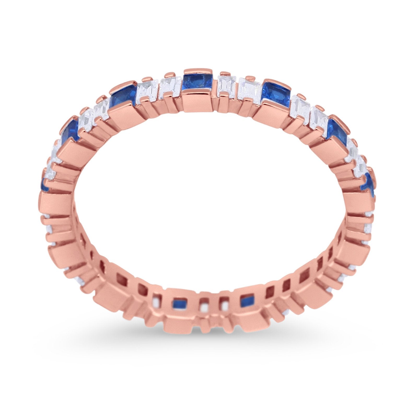 Baguette Princess Full Eternity Wedding Band Ring 925 Sterling Silver