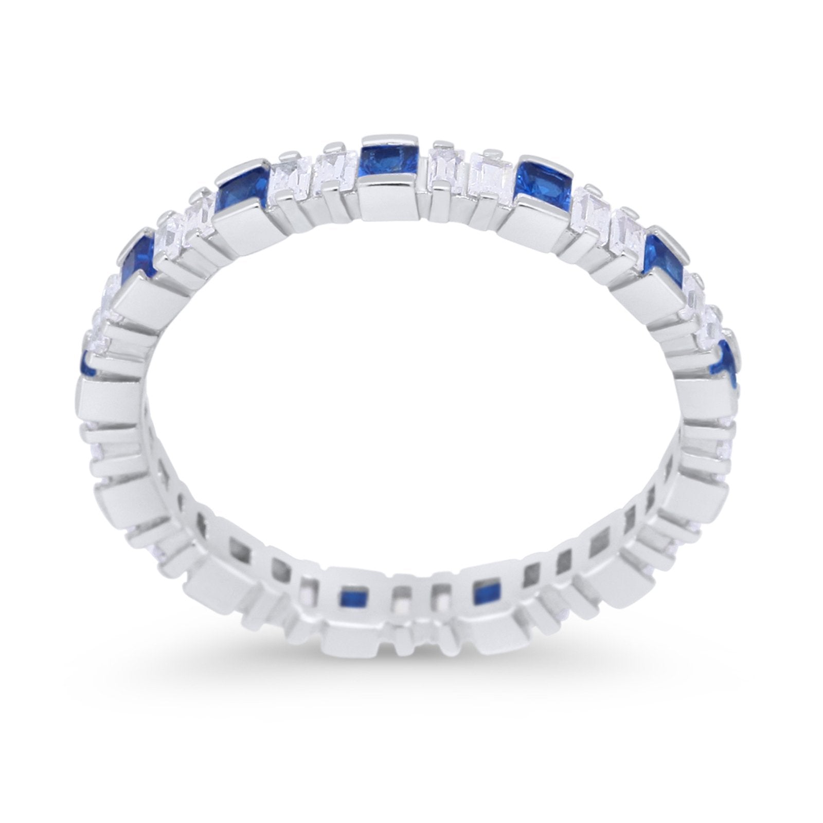 Baguette Princess Full Eternity Wedding Band Ring 925 Sterling Silver