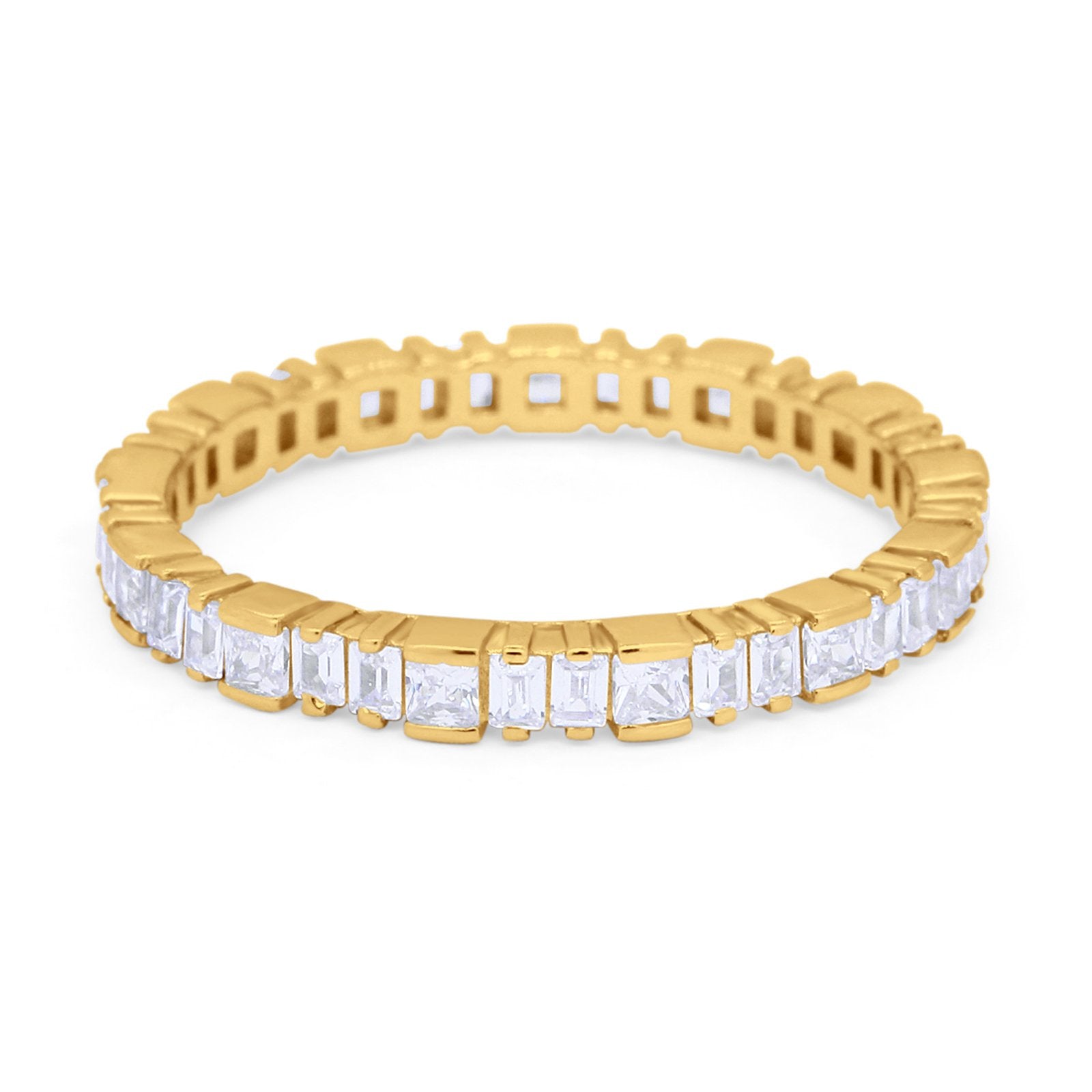 Baguette Princess Full Eternity Wedding Band Ring 925 Sterling Silver