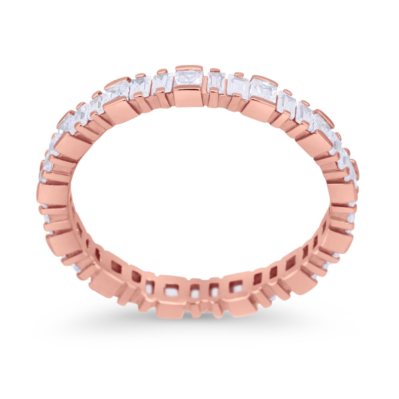 Baguette Princess Full Eternity Wedding Band Ring 925 Sterling Silver