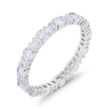 Baguette Princess Full Eternity Wedding Band Ring 925 Sterling Silver