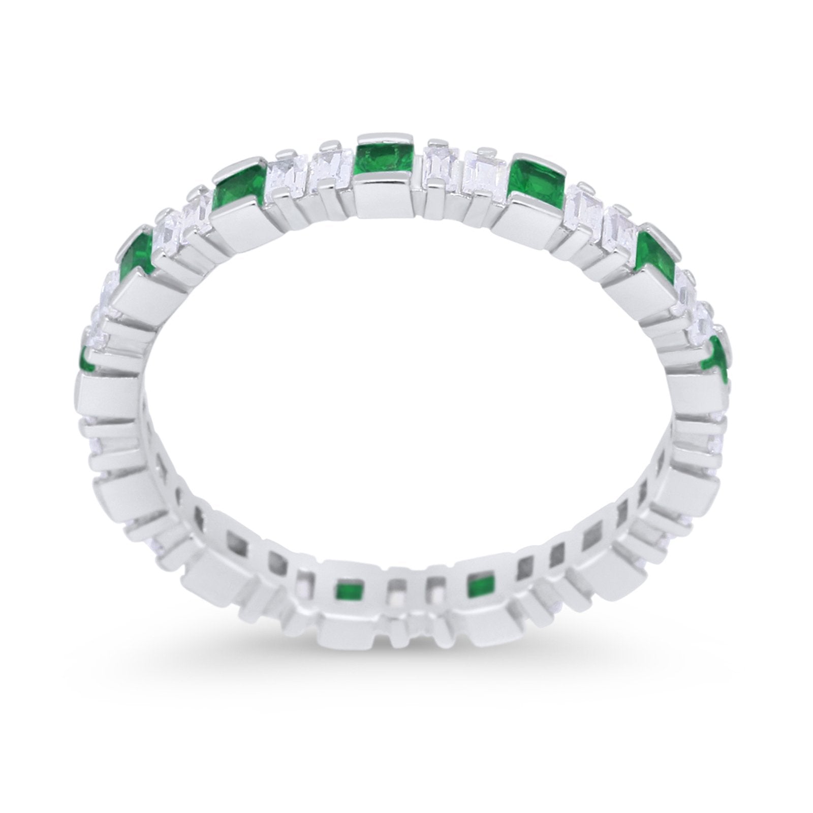 Baguette Princess Full Eternity Wedding Band Ring 925 Sterling Silver