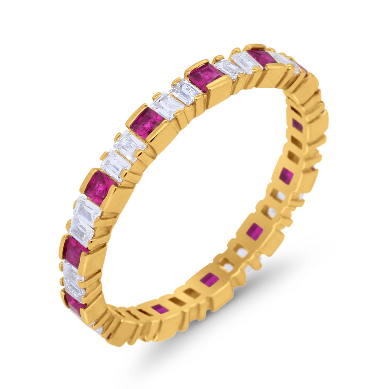 Baguette Princess Full Eternity Wedding Band Ring 925 Sterling Silver