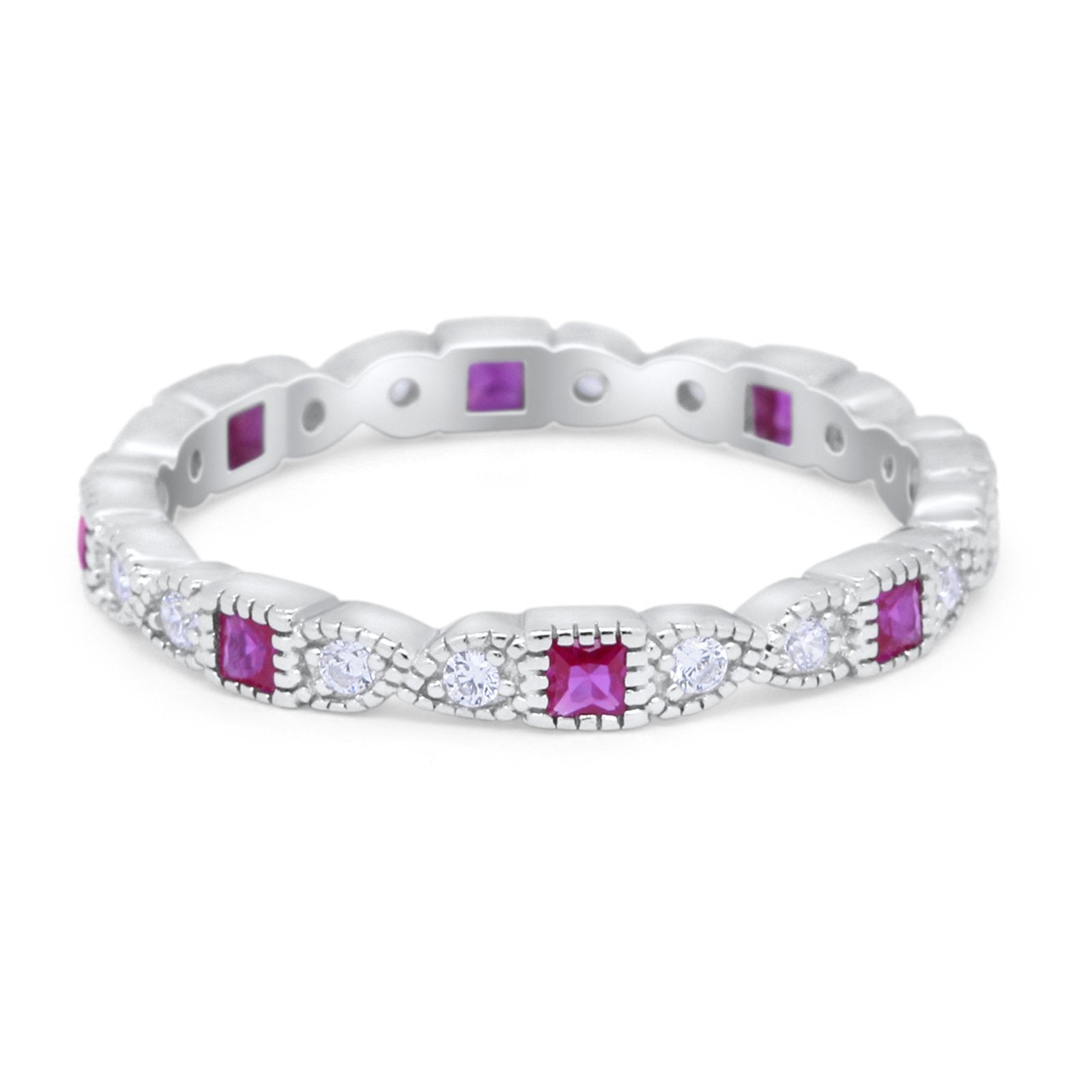 Art Deco Eternity Wedding Band Ring 925 Sterling Silver