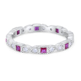 Art Deco Eternity Wedding Band Ring 925 Sterling Silver