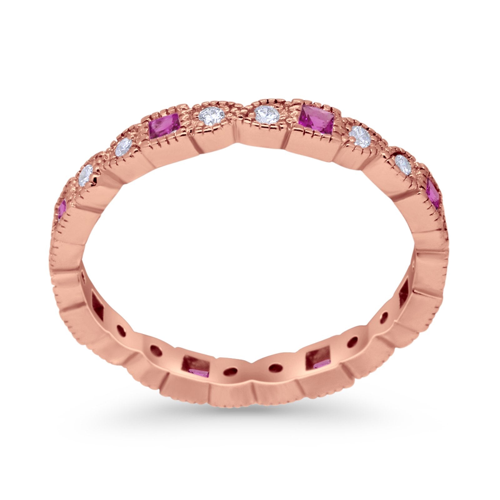 Art Deco Eternity Wedding Band Ring Round 925 Sterling Silver