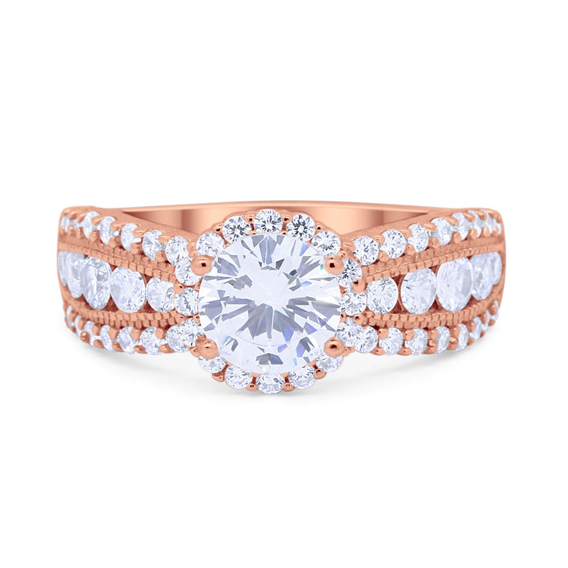 Vintage Style Engagement Bridal Ring Simulated Cubic Zirconia 925 Sterling Silver