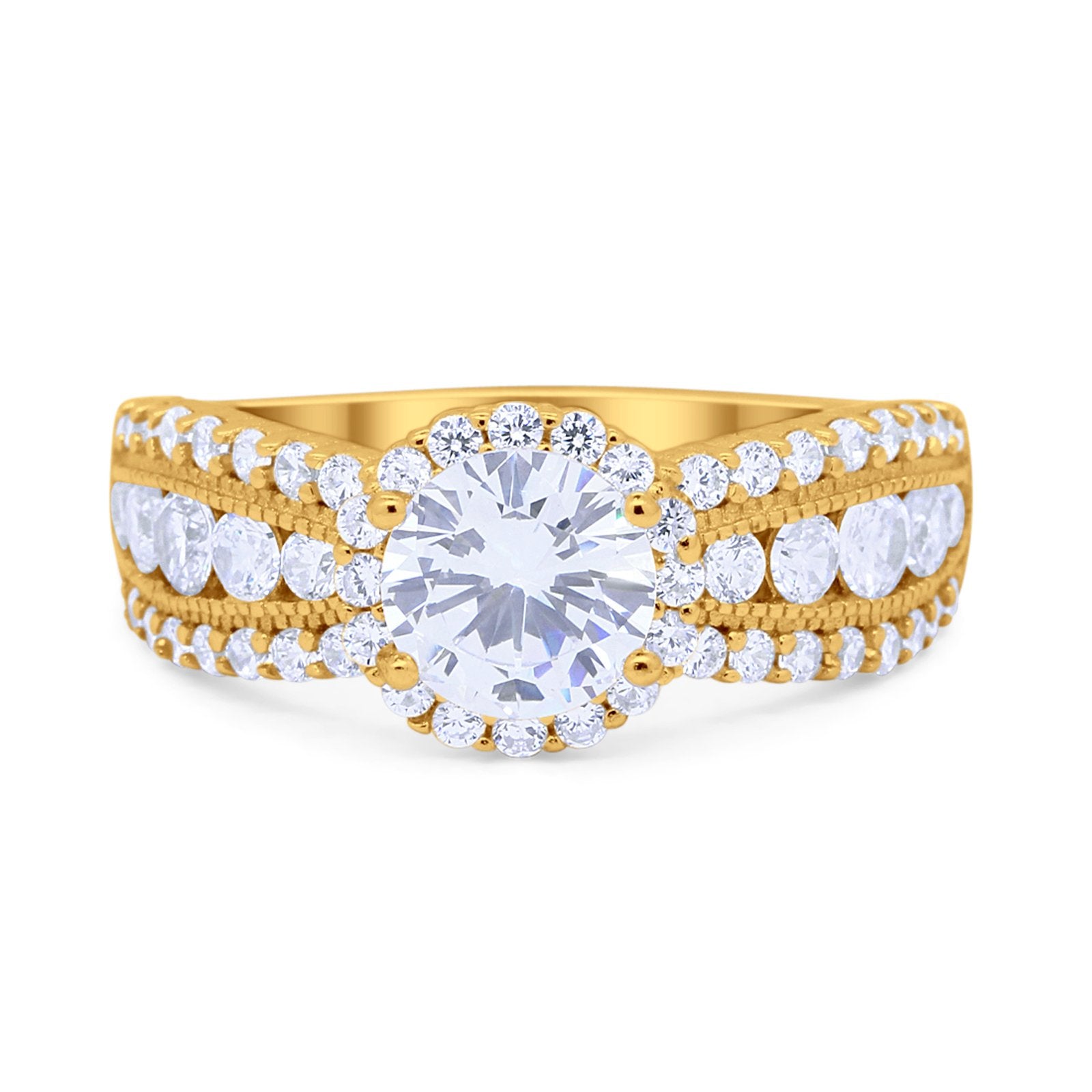 Vintage Style Engagement Bridal Ring Simulated Cubic Zirconia 925 Sterling Silver