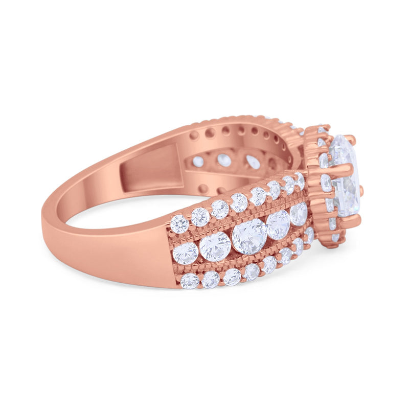 Vintage Style Engagement Bridal Ring Simulated Cubic Zirconia 925 Sterling Silver