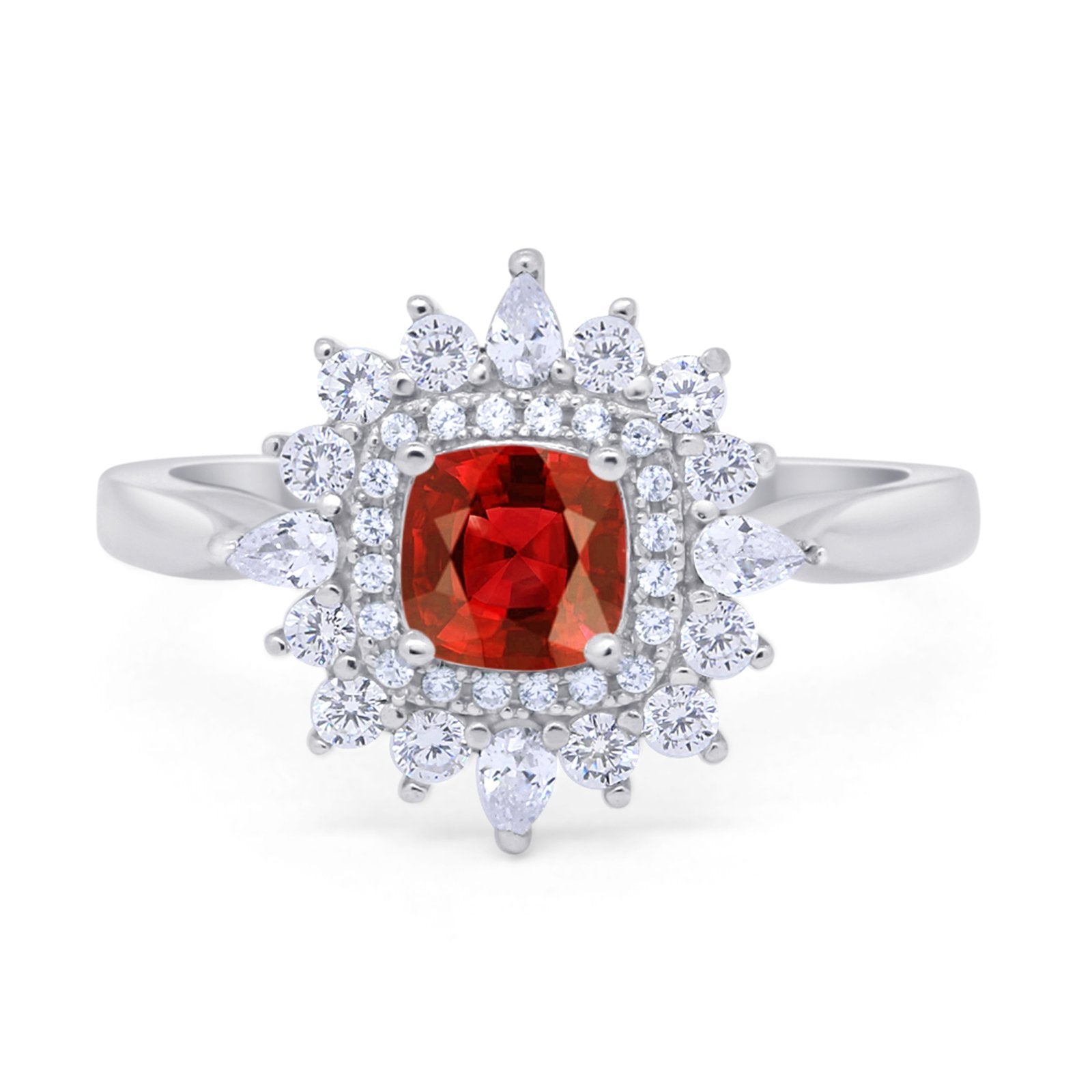 Cushion Cut Halo Engagement Bridal Ring Pear Round Cubic Zirconia 925 Sterling Silver