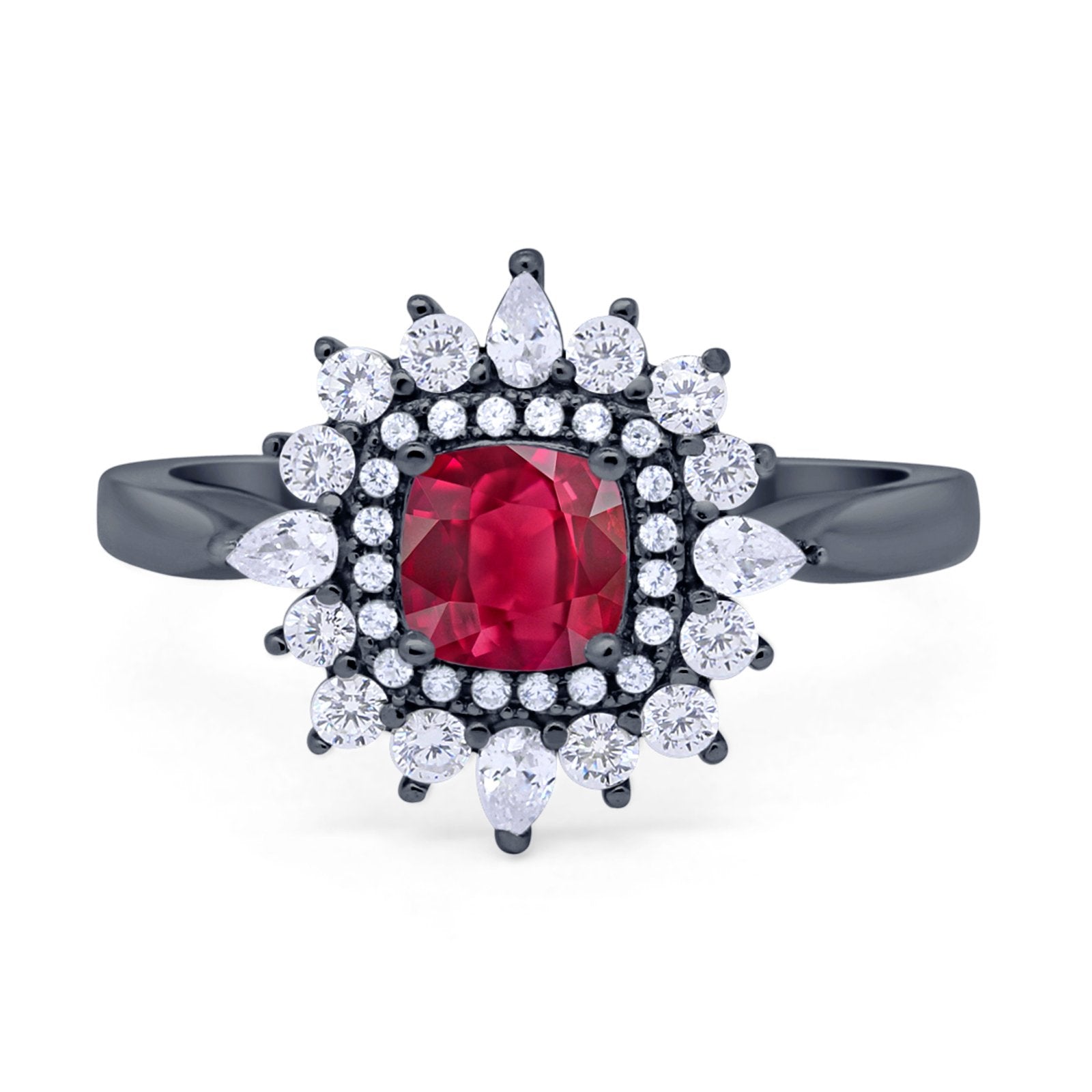 Cushion Cut Halo Engagement Bridal Ring Pear Round Cubic Zirconia 925 Sterling Silver