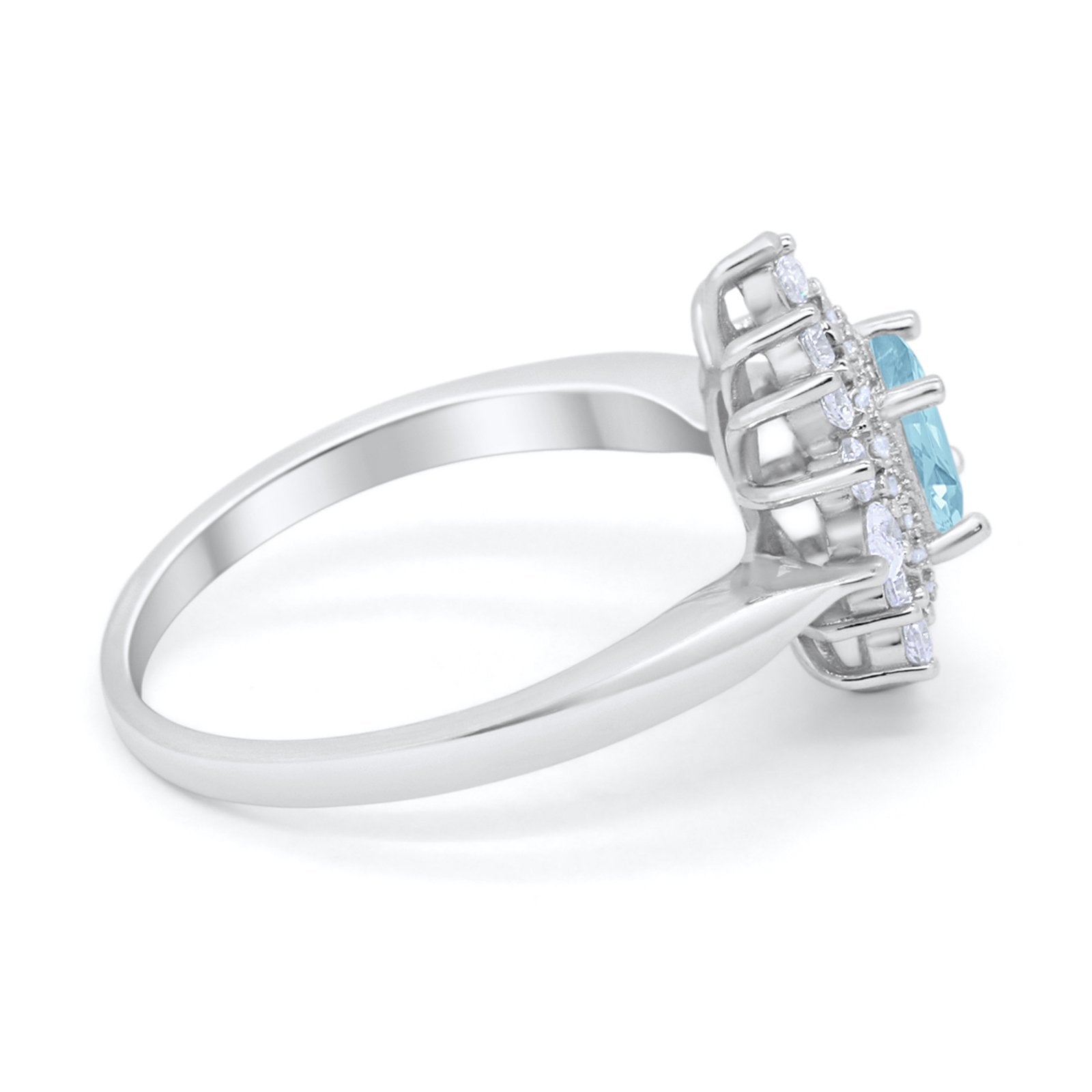 Cushion Cut Halo Engagement Bridal Ring Pear Round Cubic Zirconia 925 Sterling Silver