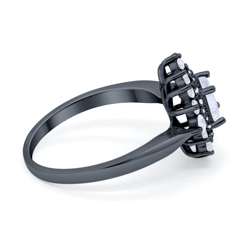 Cushion Cut Halo Engagement Bridal Ring Pear Round Cubic Zirconia 925 Sterling Silver