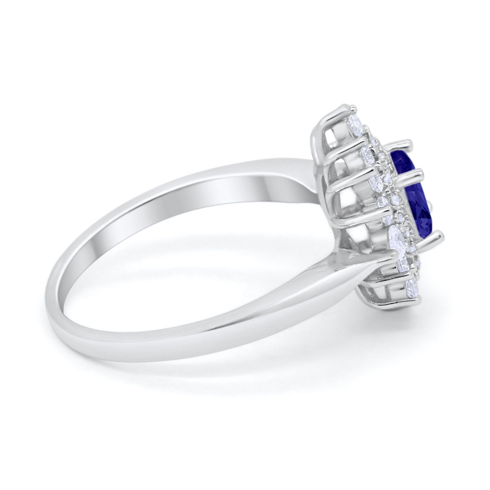 Cushion Cut Halo Engagement Bridal Ring Pear Round Cubic Zirconia 925 Sterling Silver