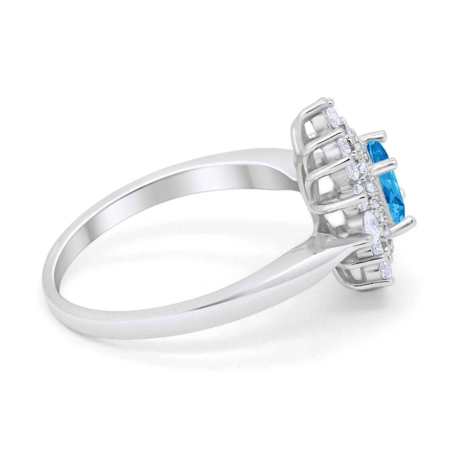 Cushion Cut Halo Engagement Bridal Ring Pear Round Cubic Zirconia 925 Sterling Silver