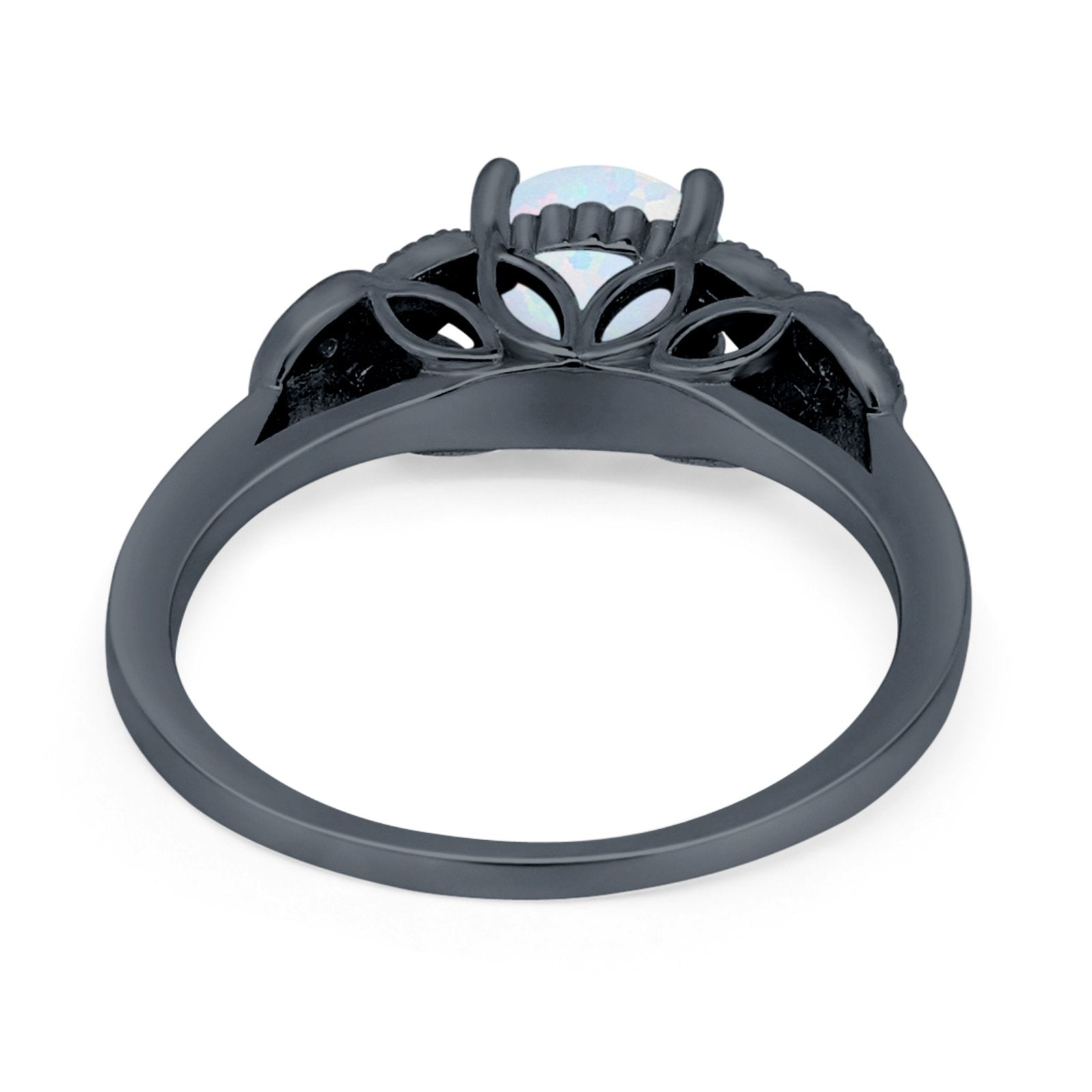 Art Deco Flower Style Wedding Engagement Bridal Ring Round Simulated Cubic Zirconia  925 Sterling Silver