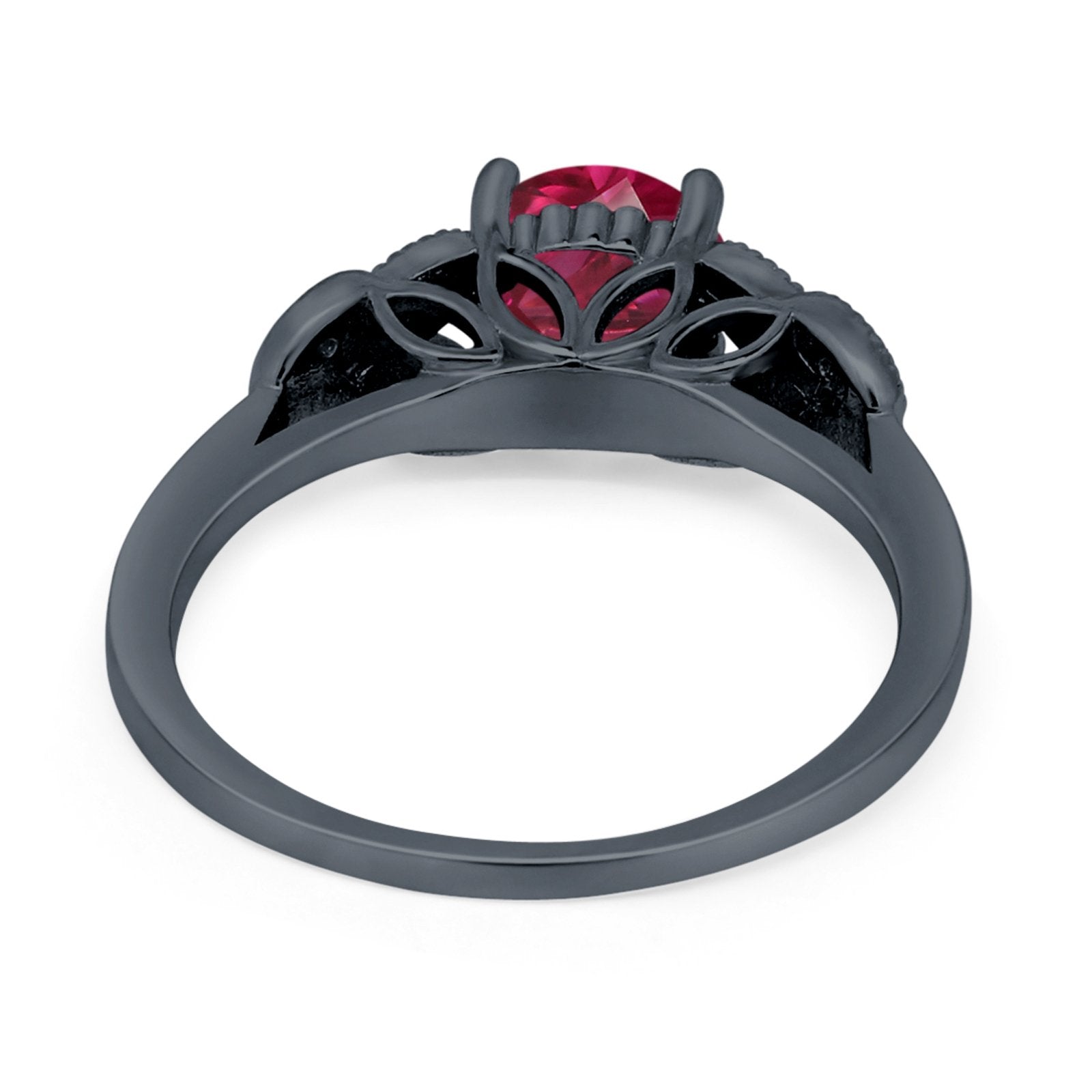 Art Deco Flower Style Wedding Engagement Bridal Ring Round Simulated Cubic Zirconia  925 Sterling Silver