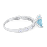 Art Deco Princess Cut Wedding Engagement Ring Round Cubic Zirconia 925 Sterling Silver