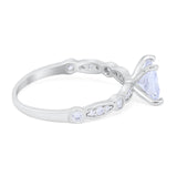 Art Deco Princess Cut Wedding Engagement Ring Round Cubic Zirconia 925 Sterling Silver