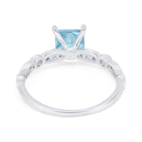 Art Deco Princess Cut Wedding Engagement Ring Round Cubic Zirconia 925 Sterling Silver