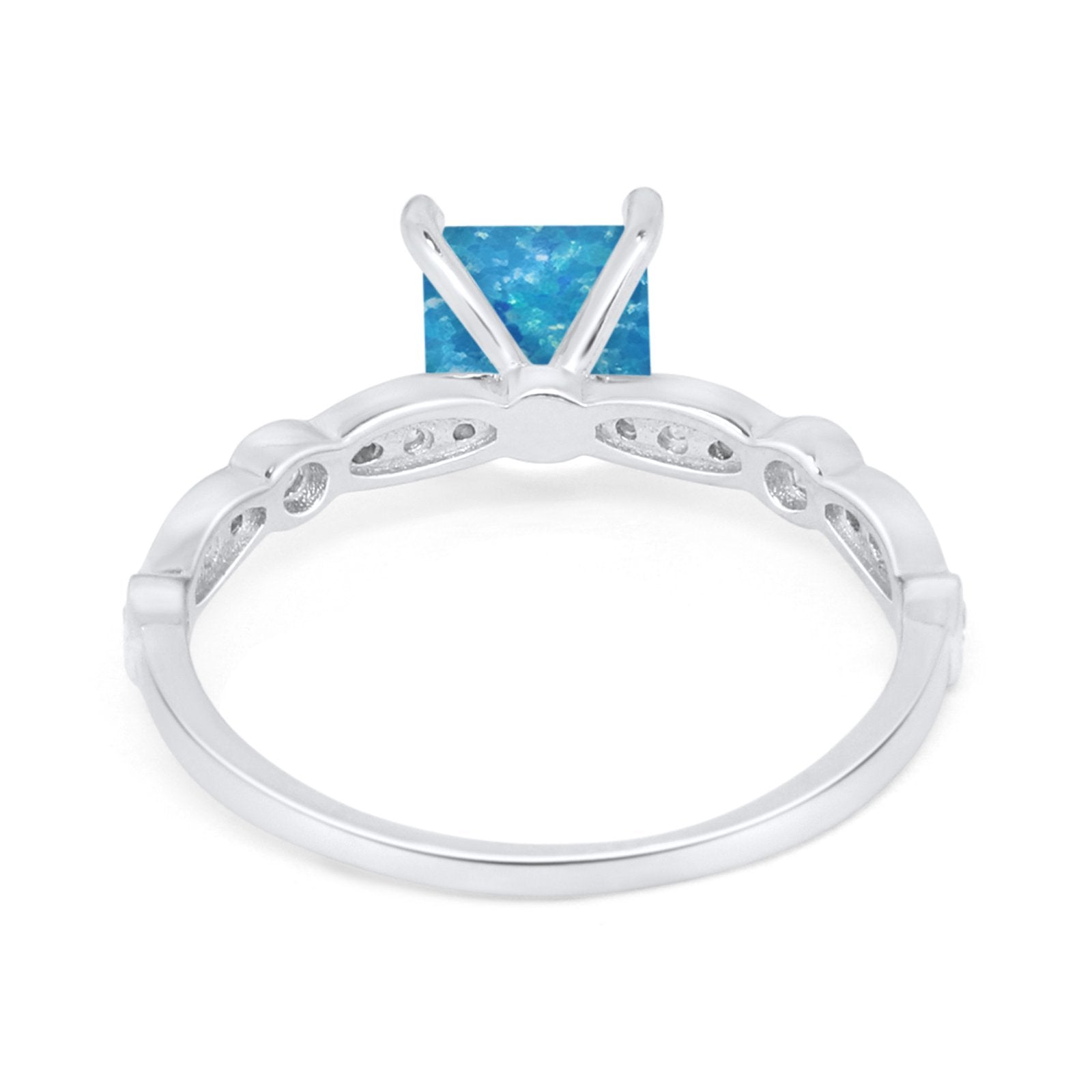 Art Deco Princess Cut Wedding Engagement Ring Round Cubic Zirconia 925 Sterling Silver