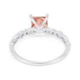 Art Deco Princess Cut Wedding Engagement Ring Round Cubic Zirconia 925 Sterling Silver