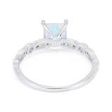 Art Deco Princess Cut Wedding Engagement Ring Round Cubic Zirconia 925 Sterling Silver