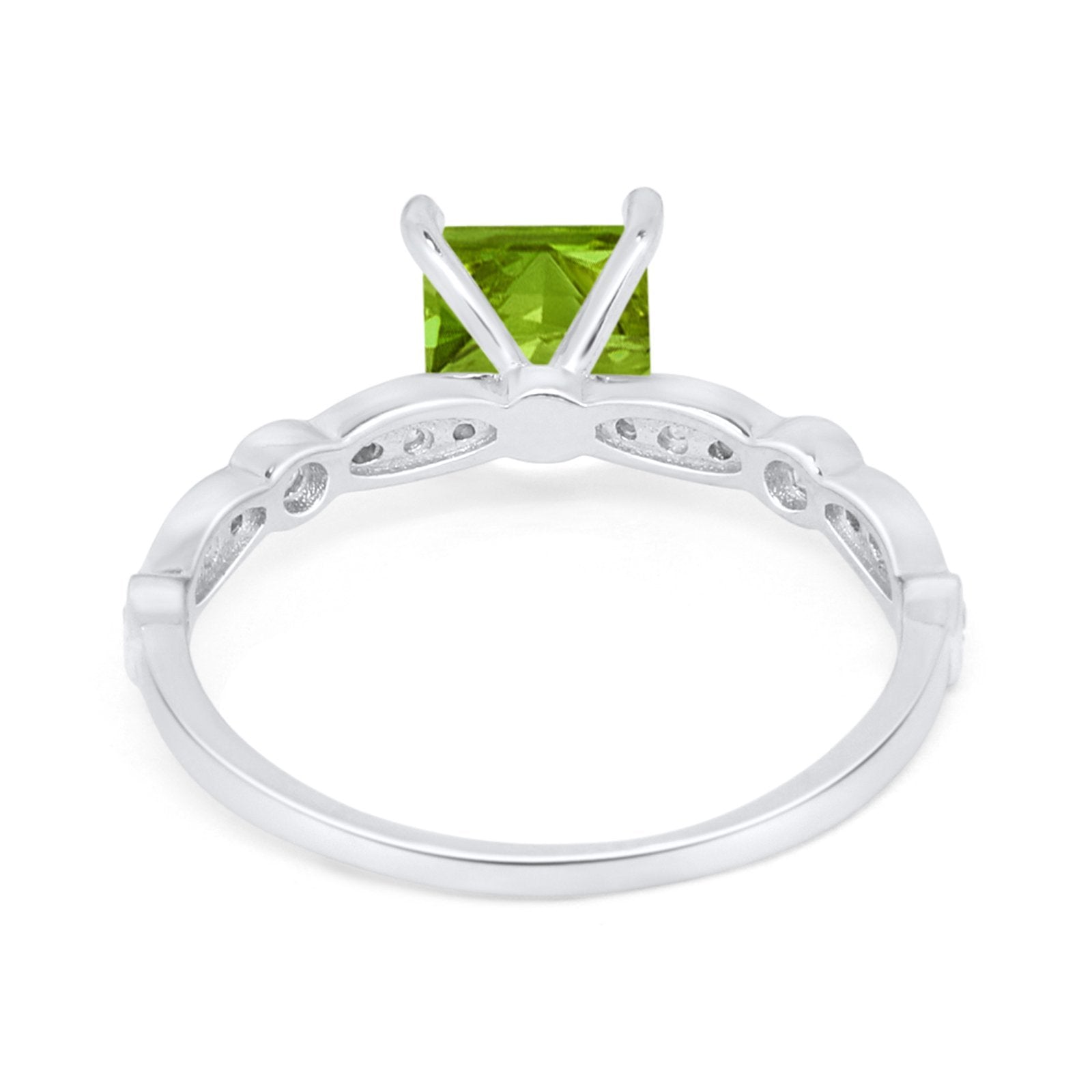 Art Deco Princess Cut Wedding Engagement Ring Round Cubic Zirconia 925 Sterling Silver