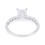 Art Deco Princess Cut Wedding Engagement Ring Round Cubic Zirconia 925 Sterling Silver