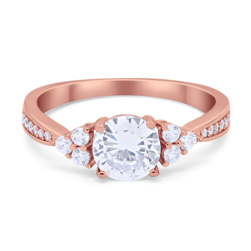 Art Deco Engagement Bridal Ring Simulated Cubic Zirconia 925 Sterling Silver