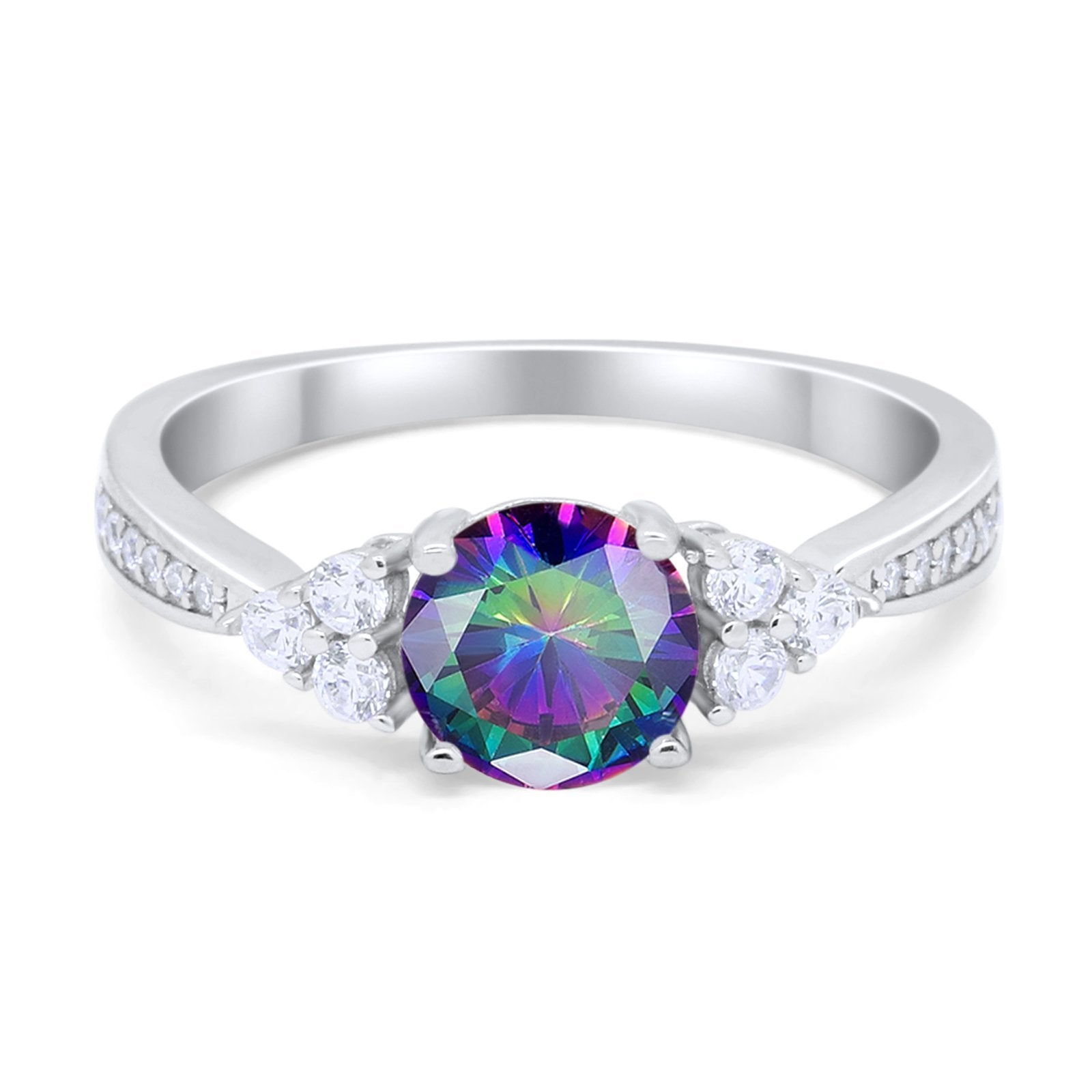 Art Deco Engagement Bridal Ring Simulated Cubic Zirconia 925 Sterling Silver