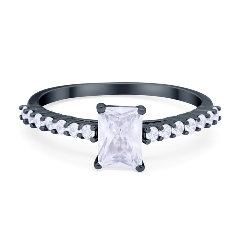 Vintage Style Radiant Cut Wedding Engagement Ring Cubic Zirconia 925 Sterling Silver